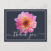 Achtergrond roze gele Dahlia Navy Dank u Briefkaart (Voorkant)