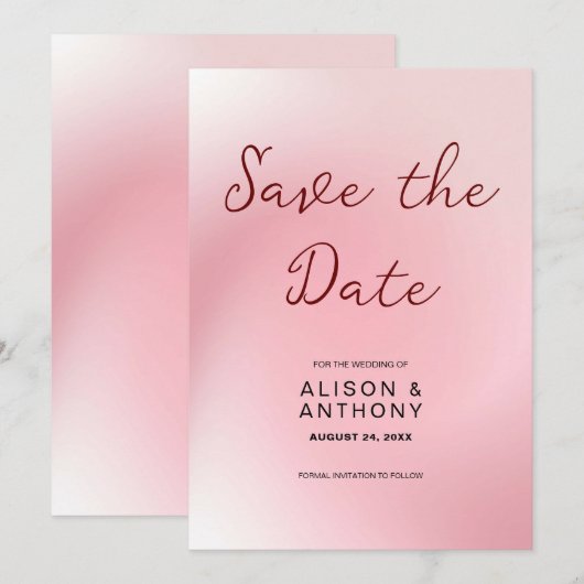 Achtergrond roze ombre save the date (Voorkant / Achterkant)