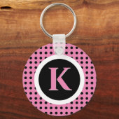 Achtergrond roze poka Dots Sleutelhanger (Voorkant)