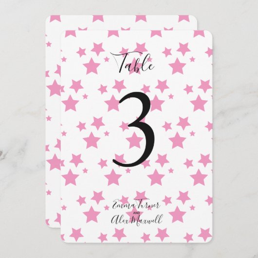 Achtergrond roze sterren | Tafelnummerkaarten Kaart (Voorkant / Achterkant)