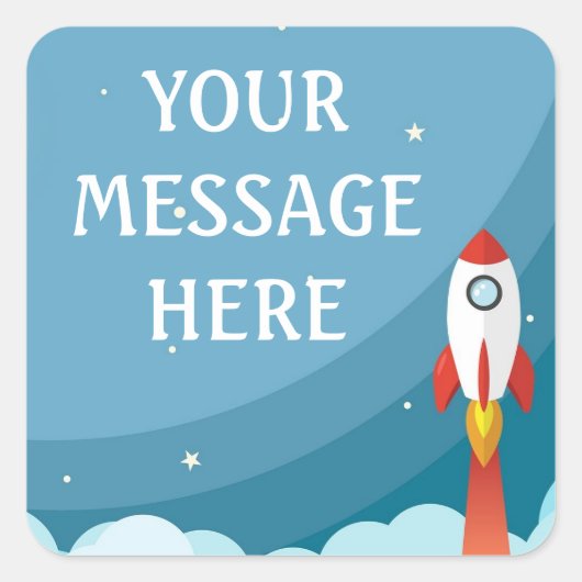Achtergrond ruimte raket - Pas je eigen aan Vierkante Sticker (Voorkant)