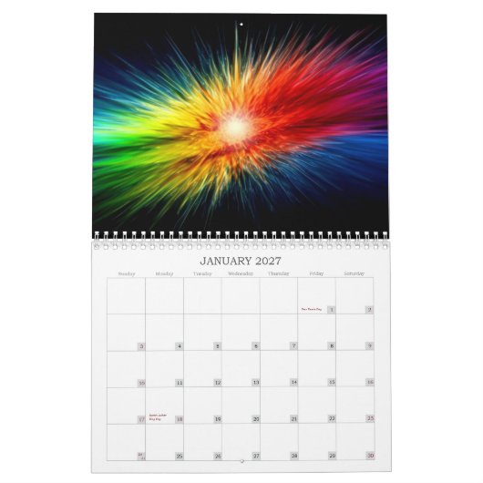 Achtergrond ruimteregenboog kalender (Jan 2027)