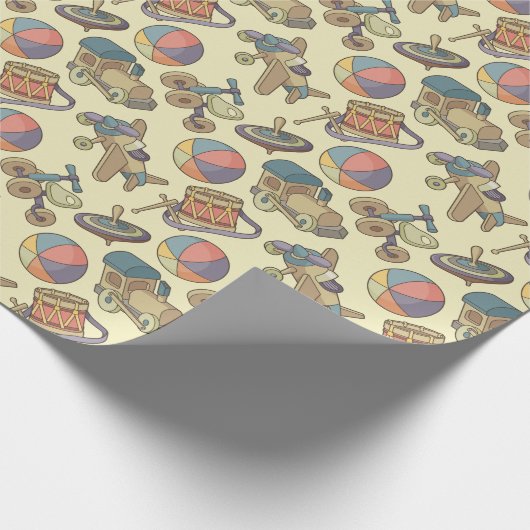 Achtergrond speelgoedpictogrammen cadeaupapier (Hoek)