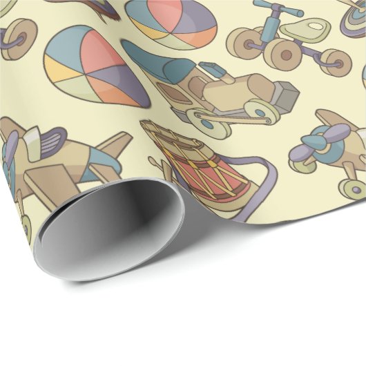 Achtergrond speelgoedpictogrammen cadeaupapier (Rol Hoek)