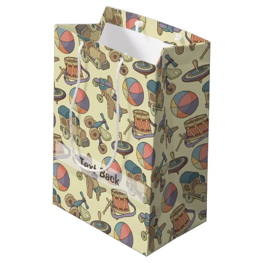 Achtergrond speelgoedpictogrammen medium cadeauzakje (Achterkant Gekanteld)