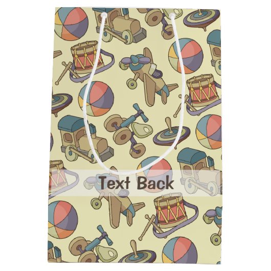 Achtergrond speelgoedpictogrammen medium cadeauzakje (Achterkant)