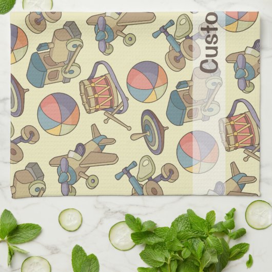 Achtergrond speelgoedpictogrammen theedoek (Gevouwen)