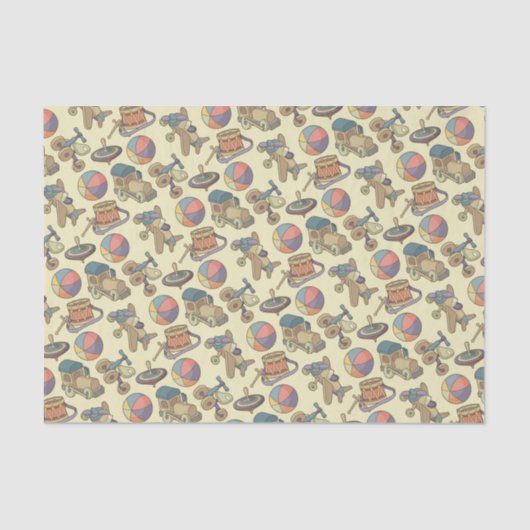 Achtergrond speelgoedpictogrammen tissuepapier (Voorkant)