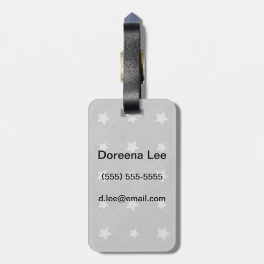 Achtergrond sterren met textielpatroon bagagelabel (Achterkant verticaal)