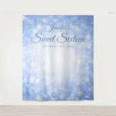Achtergrond Sweet 16 Blauwe Winter Wonderland Wandkleed (Voorkant)