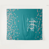 Achtergrond Sweet 16 Blauwgroen Silver Glitter Con Wandkleed (Voorkant (horizontaal))