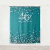 Achtergrond Sweet 16 Blauwgroen Silver Glitter Con Wandkleed (Voorkant)