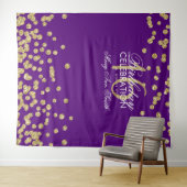 Achtergrond Sweet 16 Paars Goud Glitters Confetti Wandkleed (In Situ (horizontaal))