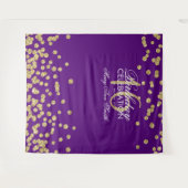 Achtergrond Sweet 16 Paars Goud Glitters Confetti Wandkleed (Voorkant (horizontaal))