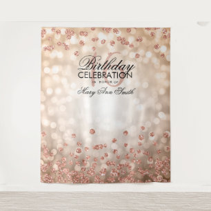 Achtergrond Sweet 16 Roze Gouden Lichten Confetti Wandkleed