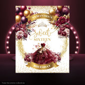 Achtergrond Sweet Sixteen bordeaux ballonnen goude Wandkleed