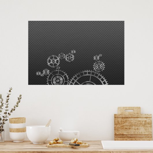 Achtergrond tandwieloverbrengingen poster (Keuken)