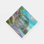 Achtergrond tropic Beach Faux Glitter Wedding Servet (Hoek)