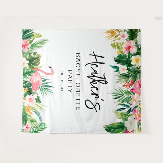 Achtergrond tropische flamingo Bachelorette Wandkleed (Voorkant (horizontaal))
