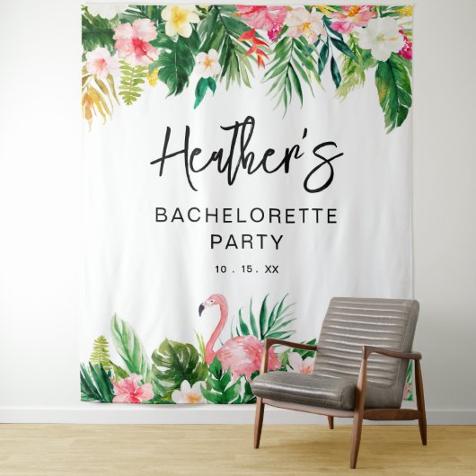 Achtergrond tropische flamingo Bachelorette Wandkleed (In situ)