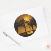 Achtergrond tropische lucht ronde sticker (Envelop)