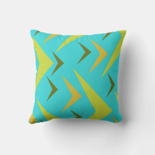 Achtergrond Turquoise met pijlen grijs en geel Kussen
