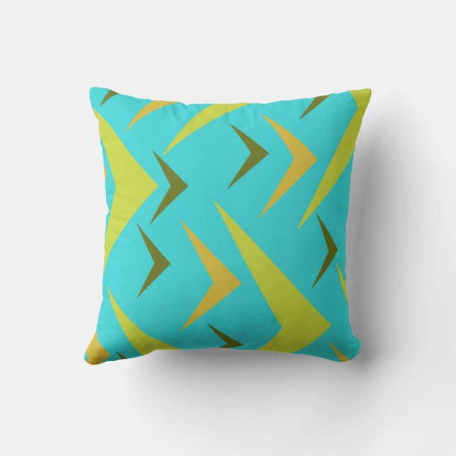 Achtergrond Turquoise met pijlen grijs en geel Kussen (Achterkant)