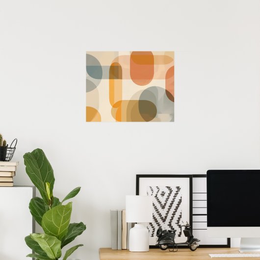 Achtergrond van afgeronde vormen in warme tinten poster (Thuiskantoor)