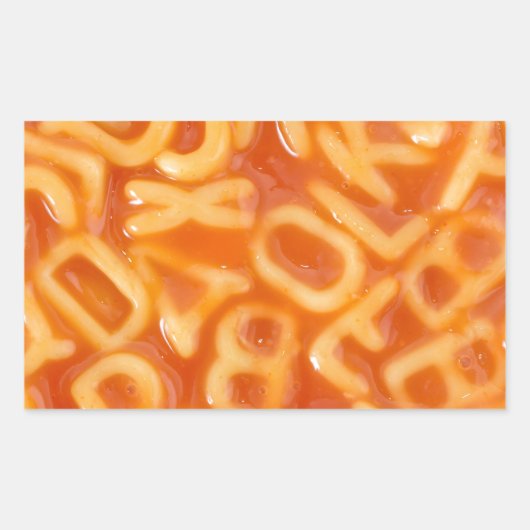 Achtergrond van alfabetvormige spaghetti rechthoekige sticker (Voorkant)