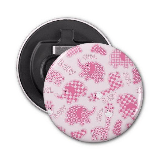achtergrond van babymeisje button flesopener (Voorkant)