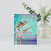 Achtergrond van Ballerina en Blauwgroen Piano Briefkaart (Staand voorkant)