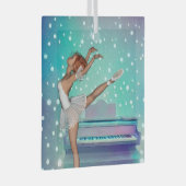 Achtergrond van Ballerina en Blauwgroen Piano Glas Ornament (Voorkant Rechts)