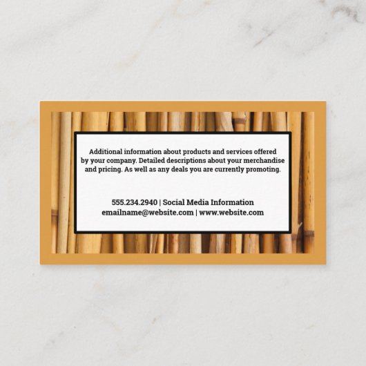 Achtergrond van Bamboe Visitekaartje (Achterkant)