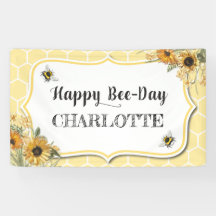 Achtergrond van Banner bij Honey Bee Birthday