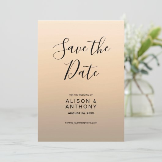 Achtergrond van beige Ombre Save The Date (Staand voorkant)