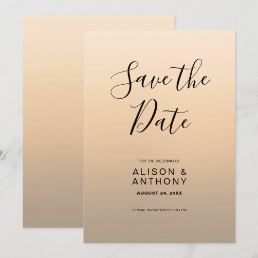 Achtergrond van beige Ombre Save The Date (Voorkant / Achterkant)