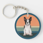 Achtergrond van Boston Terrier Dog Retro Sleutelhanger (Voorkant)