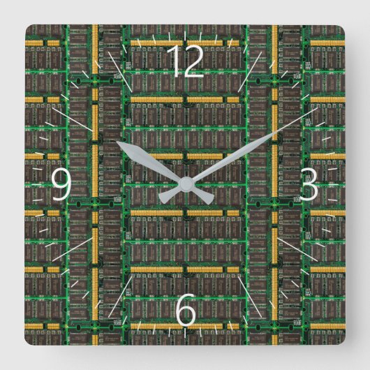 Achtergrond van computergeheugenmodules vierkante klok (Voorkant)