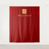 Achtergrond van de Chinese bruinrode bruiloft Wandkleed (Voorkant)