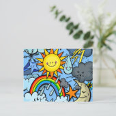 Achtergrond van de Cute Cartoon Weather Forecast M Briefkaart (Staand voorkant)