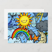 Achtergrond van de Cute Cartoon Weather Forecast M Briefkaart (Voorkant / Achterkant)