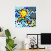 Achtergrond van de Cute Cartoon Weather Forecast Poster (Thuiskantoor)
