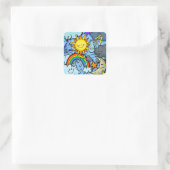 Achtergrond van de Cute Cartoon Weather Forecast Vierkante Sticker (Tas)