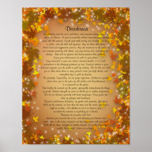 Achtergrond van de desiderata-valbladeren poster (Voorkant)