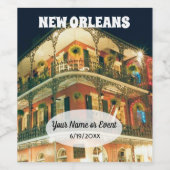 Achtergrond van de Franse wijk New Orleans met tek Wijn Etiket (Enkel label)