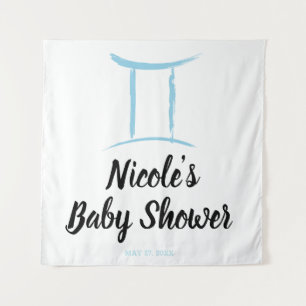 Achtergrond van de Gemini Blue Astrology Zodiac Si Wandkleed