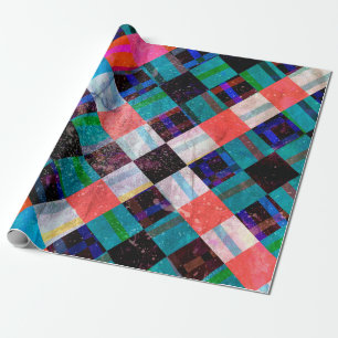 Achtergrond van de kleurenwaterverf met geometrisc cadeaupapier