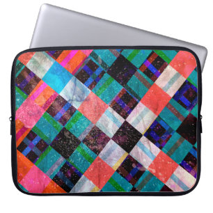 Achtergrond van de kleurenwaterverf met geometrisc laptop sleeve