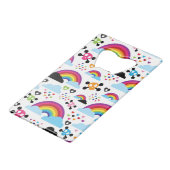 Achtergrond van de leemte van de regenboogbek creditkaart flessenopener (Voorkant Gekanteld)