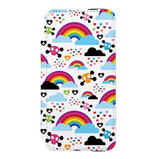 Achtergrond van de leemte van de regenboogbek incipio iPhone portemonnee hoesje (Voorkant Agenda)